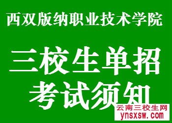 2019年西双版纳职业技术学院三校生单招考试须知